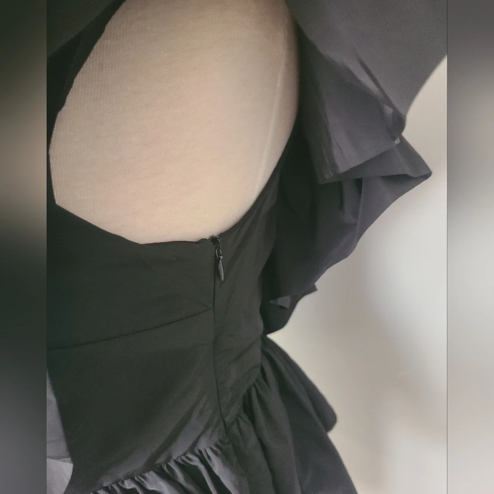 Black Ruffle One-Shoulder Top - Picture 2 of 5